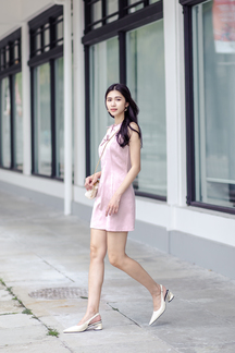 HAE HALTER NECK MINI DRESS (PINK BAMBOO)