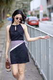 HAE HALTER NECK MINI DRESS (BLACK FLORAL)