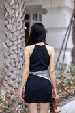HAE HALTER NECK MINI DRESS (BLACK FLORAL)