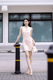 HAE HALTER NECK MINI DRESS (PEACH)