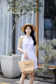 HAE HALTER NECK MINI DRESS (BLUE STRIPE)