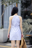 HAE HALTER NECK MINI DRESS (BLUE STRIPE)