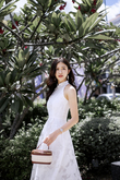  LEVINIA MANDARIN COLLAR MIDI DRESS (WHITE FLORAL)
