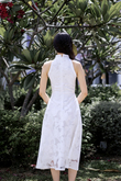  LEVINIA MANDARIN COLLAR MIDI DRESS (WHITE FLORAL)