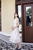  LEVINIA MANDARIN COLLAR MIDI DRESS (3D FLORAL)