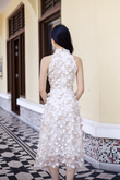  LEVINIA MANDARIN COLLAR MIDI DRESS (3D FLORAL)
