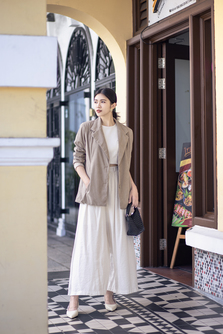 CARA BUTTON DOWN FRONT BLAZER (TRUFFLE)