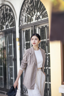 CARA BUTTON DOWN FRONT BLAZER (TRUFFLE)