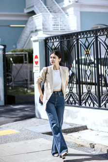 CARA BUTTON DOWN FRONT BLAZER (BEIGE)