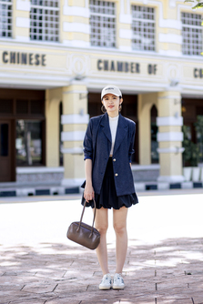 CARA BUTTON DOWN FRONT BLAZER (BLUE)