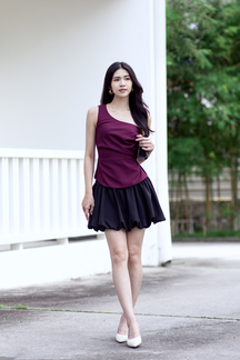 EMA ONE SHOULDER TOP (MAROON)