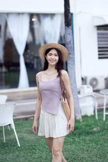 KENDELL ASYMMETRICAL HEM TOP (LAVENDER GRAY)