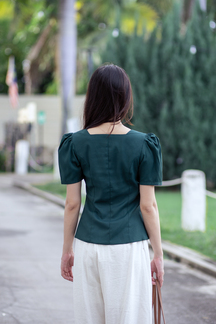 LINDIE FRONT ZIPPER TOP (DARK GREEN)