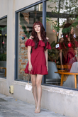 RIANA OFF SHOULDER MINI DRESS (RED)