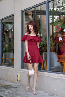 RIANA OFF SHOULDER MINI DRESS (RED)
