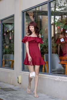 RIANA OFF SHOULDER MINI DRESS (RED)