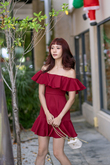 RIANA OFF SHOULDER MINI DRESS (RED)