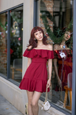 RIANA OFF SHOULDER MINI DRESS (RED)