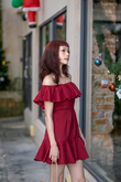 RIANA OFF SHOULDER MINI DRESS (RED)