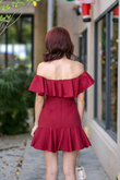 RIANA OFF SHOULDER MINI DRESS (RED)
