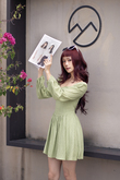 NEVAEH SWEETHEART MINI DRESS (GREEN PEAS)