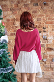 RHEA V NECK KNIT SWEATER (ROSE RED)