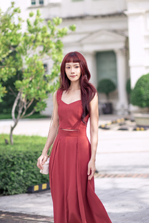 ASHTON FLARE MIDI SKIRT (OLD ROSE)