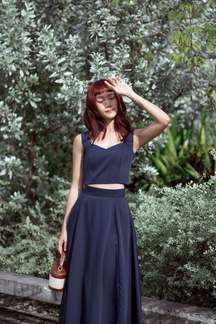 RAFFINA SWEETHEART CROP TOP (DARK BLUE)