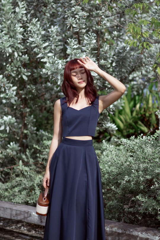 RAFFINA SWEETHEART CROP TOP (DARK BLUE)