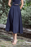 ASHTON FLARE MIDI SKIRT (DARK BLUE)