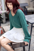 RHEA V NECK KNIT SWEATER (GREEN)
