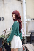 RHEA V NECK KNIT SWEATER (GREEN)