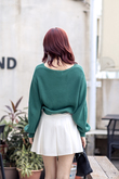 RHEA V NECK KNIT SWEATER (GREEN)