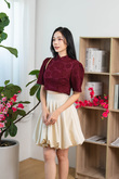 CHUN MANDARIN COLLAR TOP (RED CROCHET)