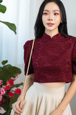 CHUN MANDARIN COLLAR TOP (RED CROCHET)