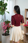 CHUN MANDARIN COLLAR TOP (RED CROCHET)