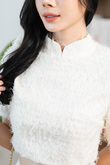 CHUN MANDARIN COLLAR TOP (FURRY CREAM)