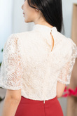 CHUN MANDARIN COLLAR TOP (CREAM LACE)