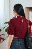 CHUN MANDARIN COLLAR TOP (FURRY RED)