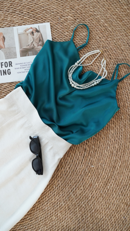 HEIZE COWL NECK TOP (LIGHT GREEN)