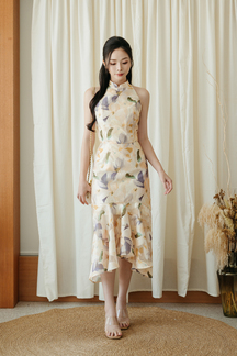 LINA CHEONGSAM MIDI DRESS (YELLOW FLORAL)