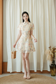 LENNICE CHEONGSAM MINI DRESS (YELLOW FLORAL)