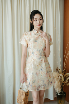 LENNICE CHEONGSAM MINI DRESS (YELLOW FLORAL1)