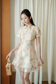 LENNICE CHEONGSAM MINI DRESS (YELLOW FLORAL)