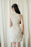 ROSSY HALTER NECK MINI DRESS (YELLOW FLORAL)