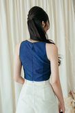 GLADYS ROUND NECK CROP TOP (BLUE)