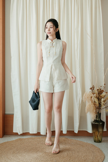 TATIANA CHEONGSAM TOP (CREAM LACE)