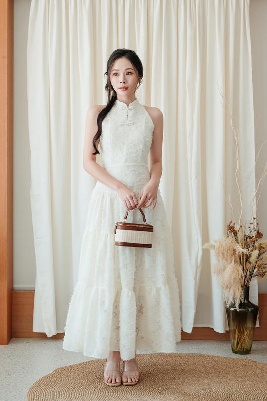 BENNY MAXI CHEONGSAM DRESS (CREAM)