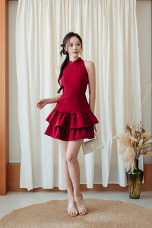 DAFFY CHEONGSAM MINI DRESS (RED)