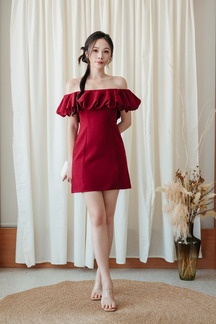 EMELINE OFF SHOULDER MINI DRESS (RED)